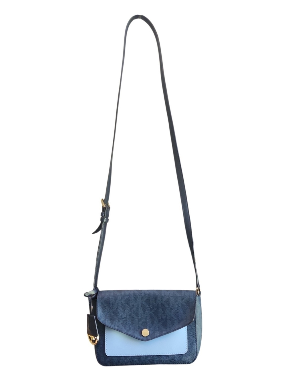 Michael Kors EUC Navy Leather Crossbody Bag with Light Blue Accent - Picture 8 of 10